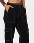 Fashion Multi-pocket High Waist Cargo Pants Women's Wide Leg Jeans